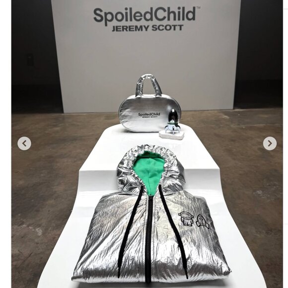 The SpoiledChild Jeremy Scott Chrome Silver Hoodie Hooded Zip Sweatshirt Jacket - Picture 14 of 16